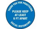 Slip-Gard - Model AF-MFS420 - Floor Sign Please Keep at Least 6 FT Apart - 12 - Blue Background