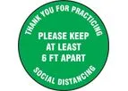 Slip-Gard - Model AF-MFS424 - 12" Floor Sign Please Keep At Least 6 FT Apart - Green Background