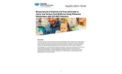 Measurement of Nutrient and Trace Elements in Juices and Various Food Matrices Using Ultrasonic Nebulization with ICP-AES Detection - Application Note